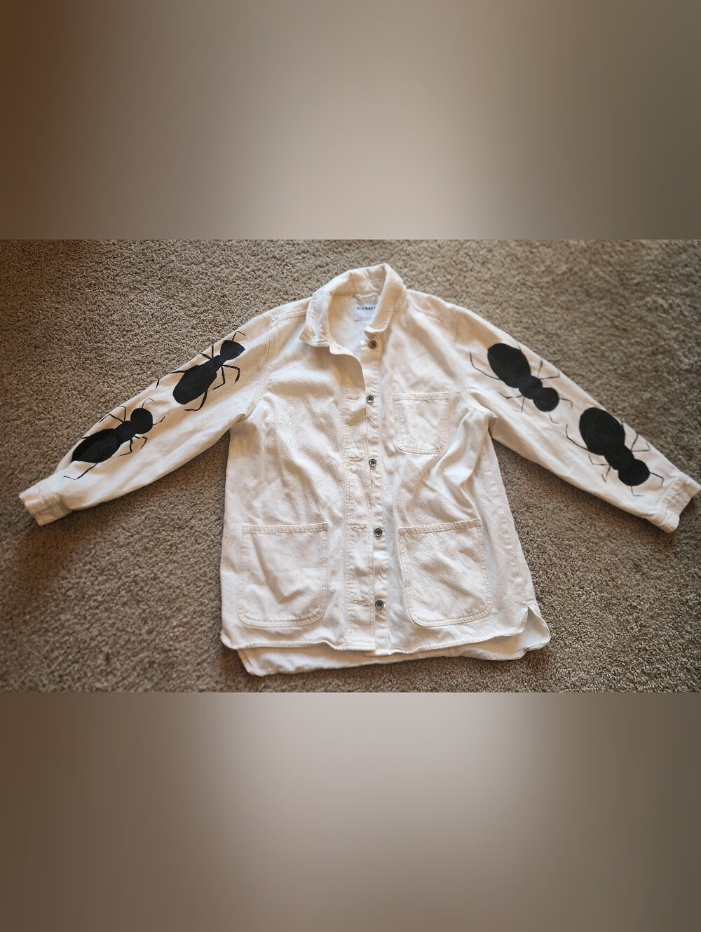 Old Navy jacket women size L denim one of a kind wearable hand painted art